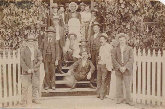 Group of People on steps of the Corinda Hotel