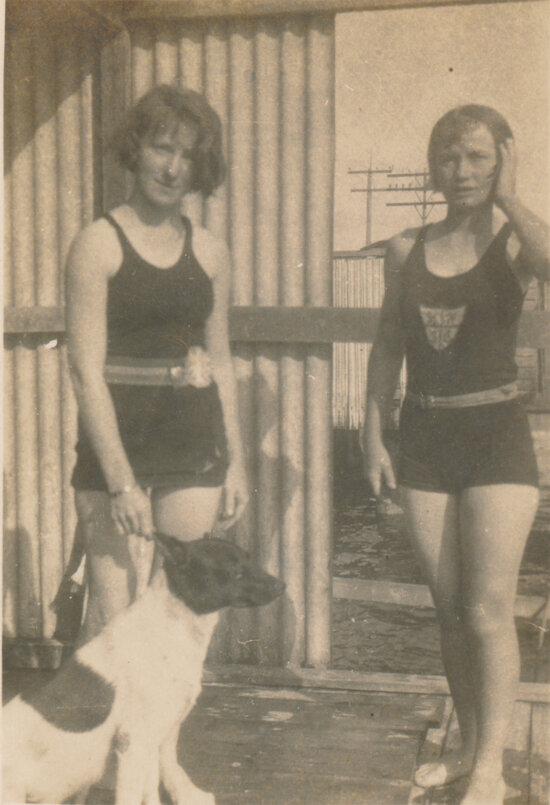 Polly Moon With an Unknown Friend at the Town Baths