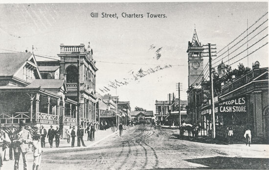 Gill Street, looking toward Mosman St intersection from Deane St intersection, circa 1895