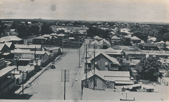 View From the Post Office Tower Looking North along Bow Street towards Mary Street and beyond