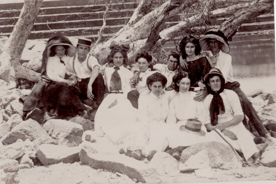 Group of Young Men and Women at the Weir