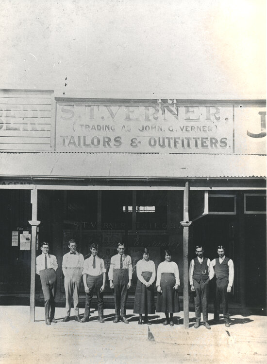 Staff Outside S T Verner, Tailor