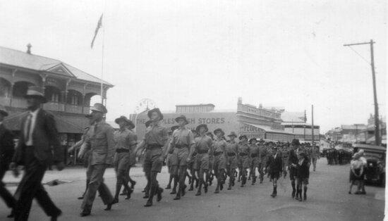 Procession up Gill Street with Army Cadets at front