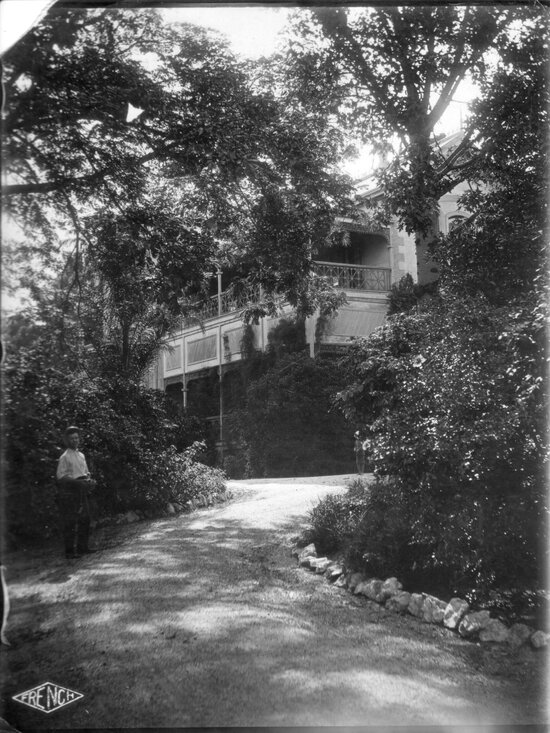Thornburgh House and Gardens with an Unknown Man in the Driveway