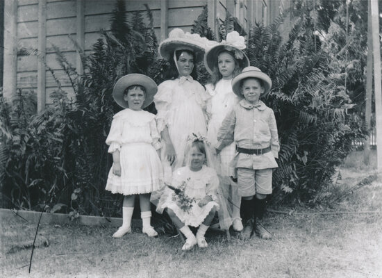 Group of Wooster Children in Backyard in Mary Street: