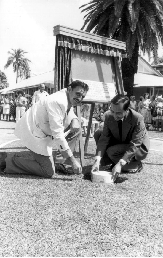 Laying Time capsule in front of Administration Building, Eventide Home
