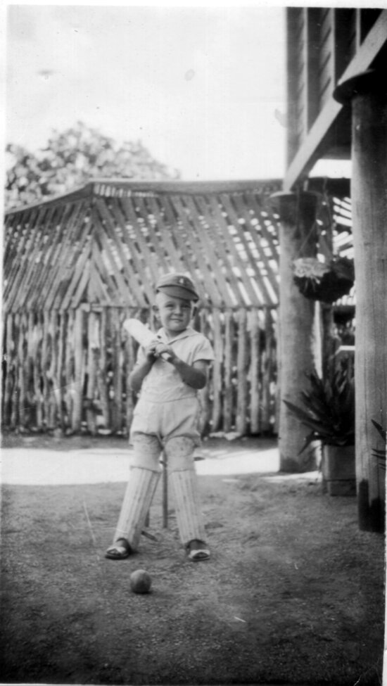 Ken Sellars Playing Backyard Cricket, aged 3 years