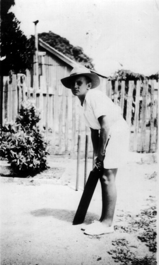 Ken Sellars playing backyard cricket Aged 12 Years