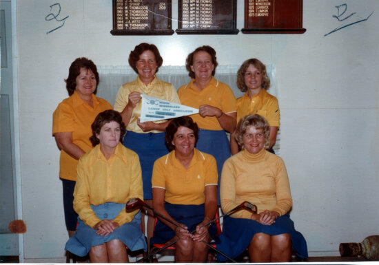 Pam Sellars with Charters Towers Ladies Golf team,winners of the North Queensland Ladies Golf Association Pennant