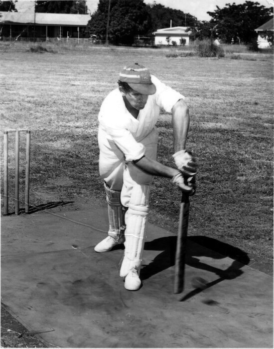 Ken Sellars playing Cricket