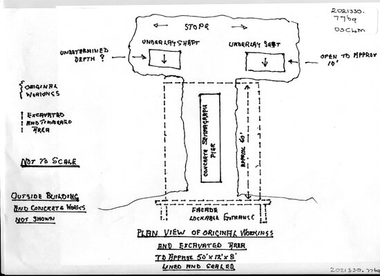 Plan view of Seismograph Station workings (Towers Hill), 1957