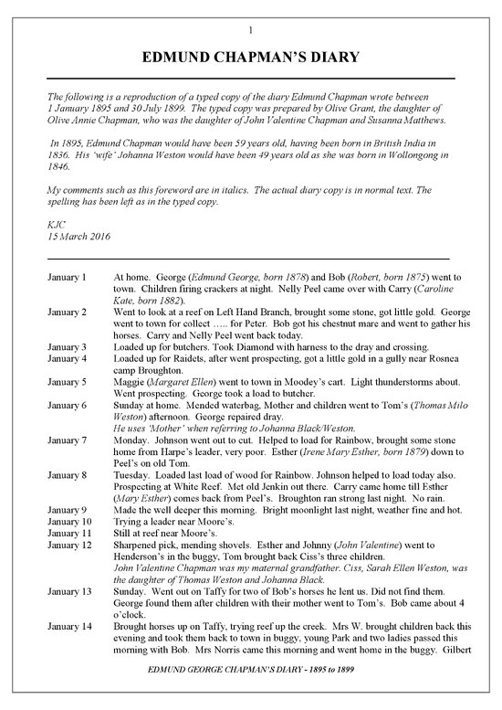Edmund George Chapman Diary, 1895-1899