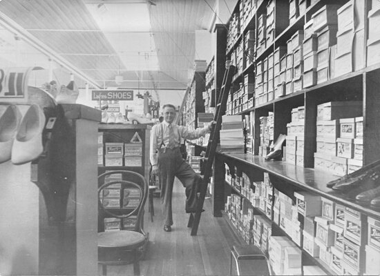 James Edward Rollinson Working in a Shoe Shop