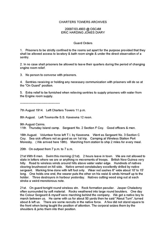 Eric Harding Jones diary