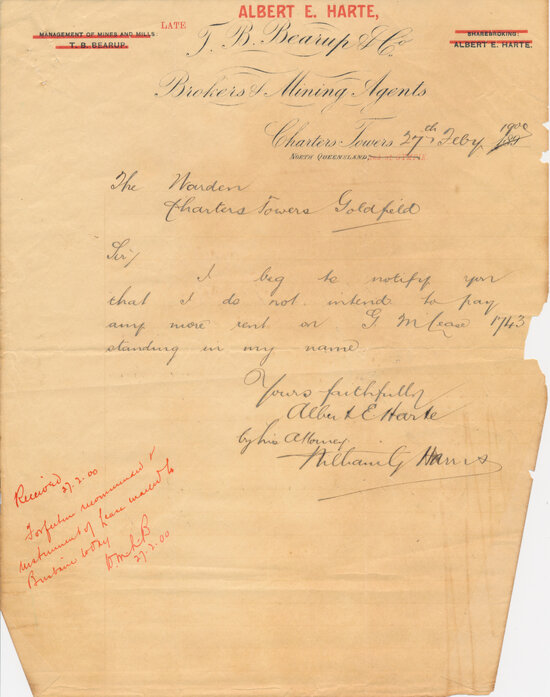 Albert Harte Letterhead, 1900