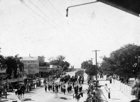 Parade in Upper Gill Street From Church Street Corner Looking East