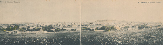 Panorama View of Charters Towers from Buckland&rsquo;s Hill looking over the Showgrounds