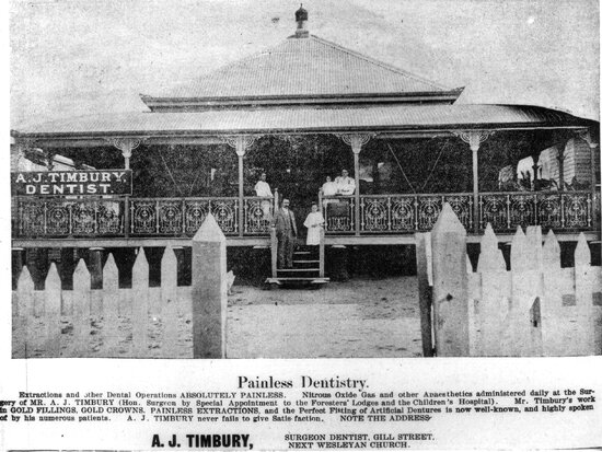 Mr A J Timbury Surgeon Dentist, Gill Street (next to Methodist/Wesleyan Church)