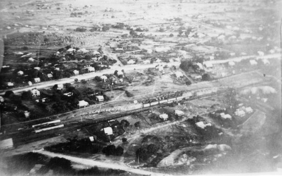 Aerial view of Queenton Railway Yards