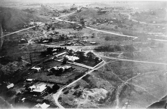 Aerial view of Paull Street looking west