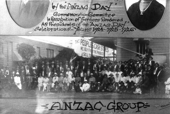 ANZAC Day Commemorations Committee at the rear of the Town Hall, Gill Street