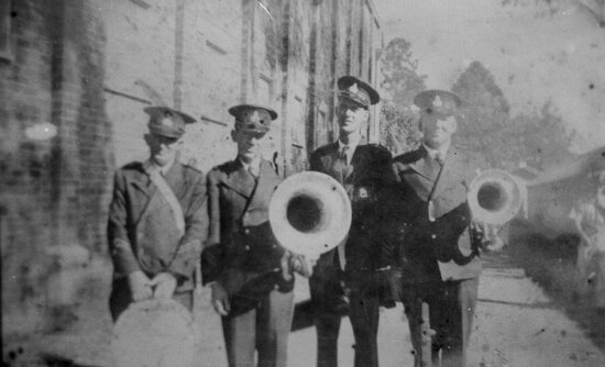 Group of Charters Towers bandsmen in Toowoomba