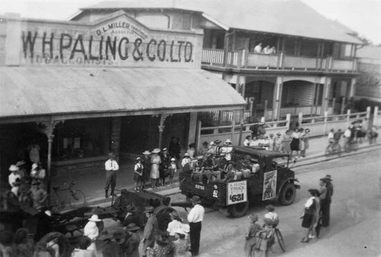 World War Two Parade in Gill Street, adjacent to Police Station and WH Paling &amp; Co Ltd
