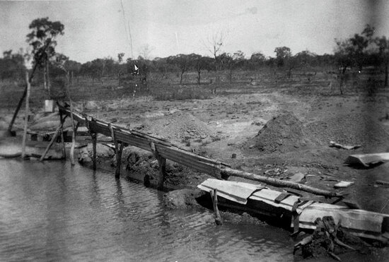 Gold Race Beside Dam at The Too Rights Mine, 1939