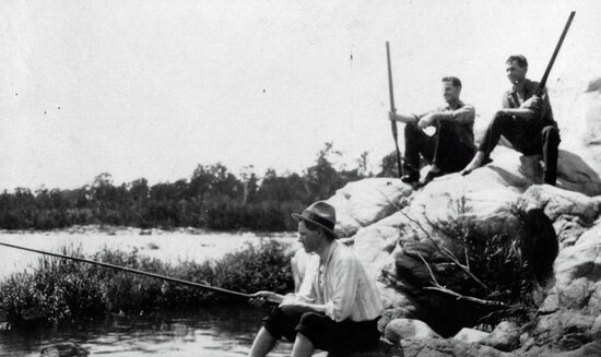 Hunting and Fishing beside River