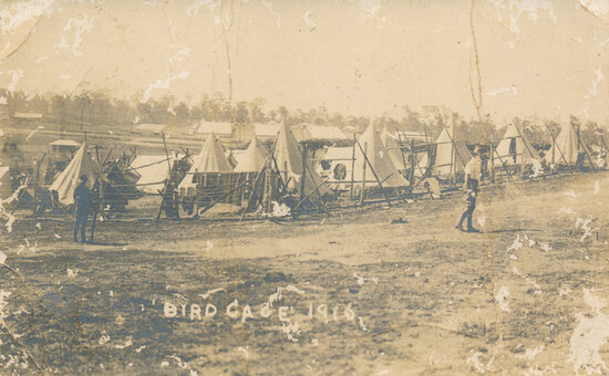 Postcard of The Bird Cage at Enoggera Army Camp 1916