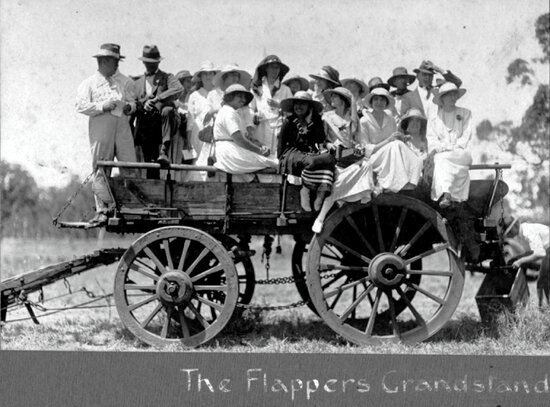 The Flappers Grandstand at the Inaugural Fletcher Vale Races, 1921