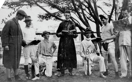 Group of Men in Costumes, Hughenden, 1917