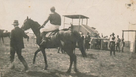 Allan Williams on Racehorse &lsquo;Calm Like&rsquo; at Natal Downs, 1928
