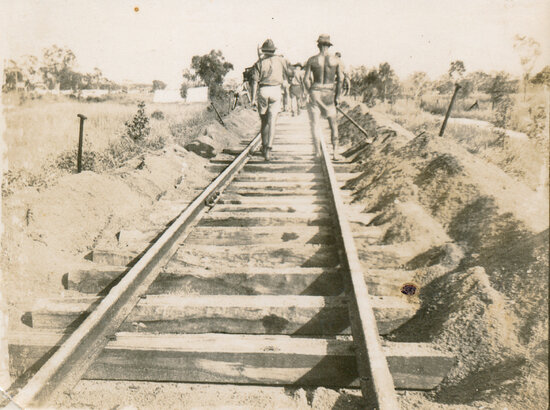 Men working on railway line