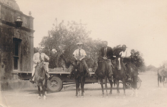 Mounted Search Party Outside Ravenswood Ambulance Centre With Ike Douglas in Uniform