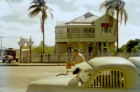 Hosking Dentist later McLeod Dentist on corner of Gill and Church Streets, in use by Stacey and Stacey Optometrists, May 1961