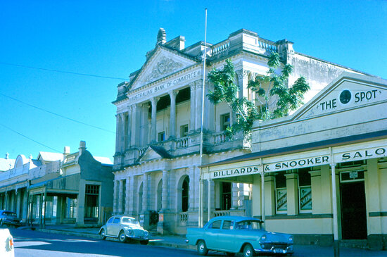 The Spot Billiard Saloon and Australian Bank of Commerce and Lyalls Jewellers shop Mosman, Street June 1965