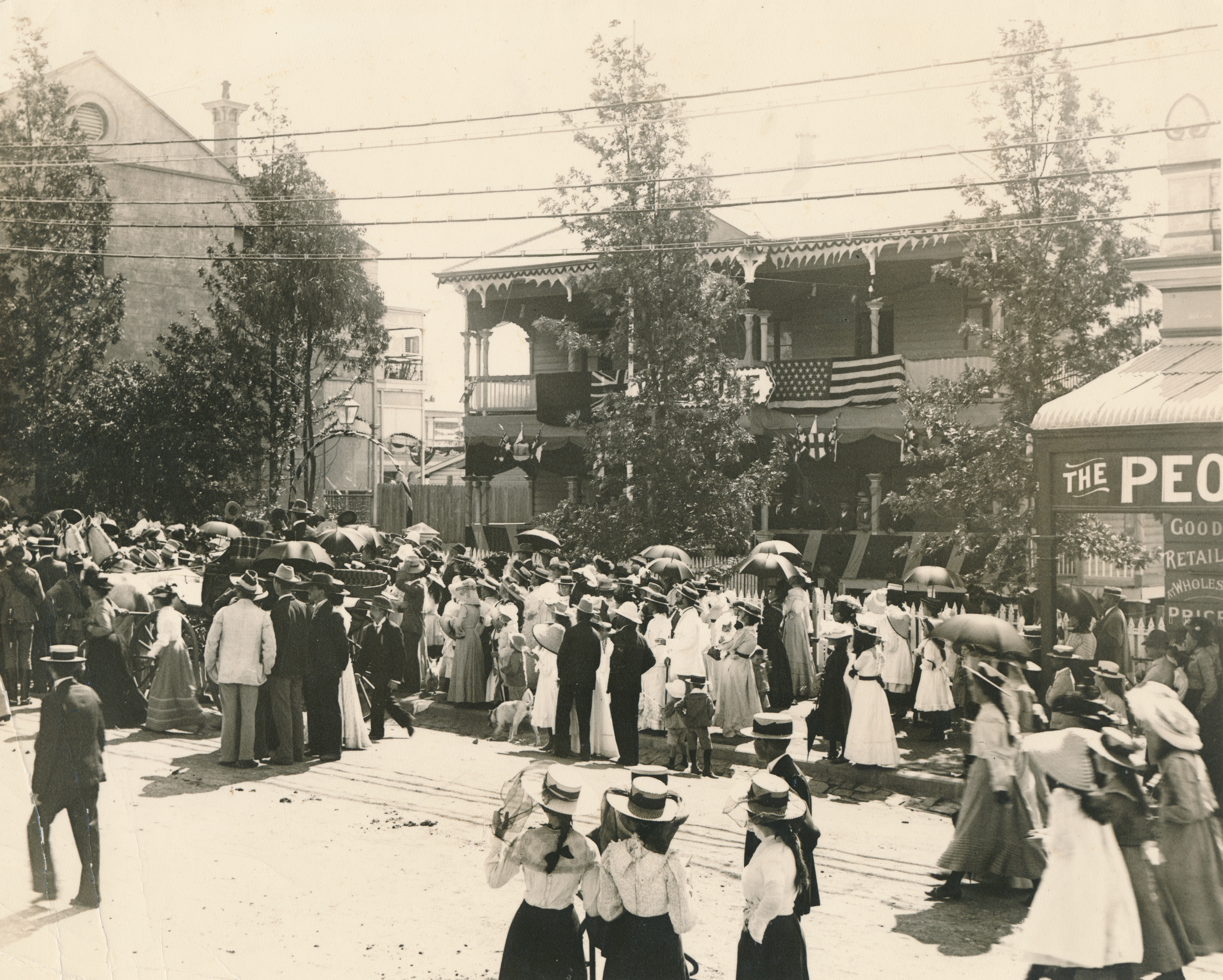 Crowd in Front of Town Hall, Gill Street