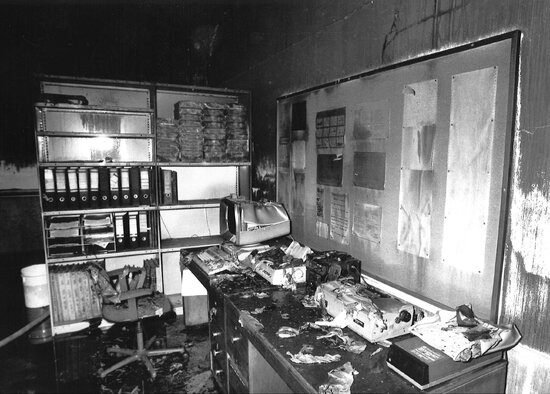 Interior of Police Station following fire in May 1988