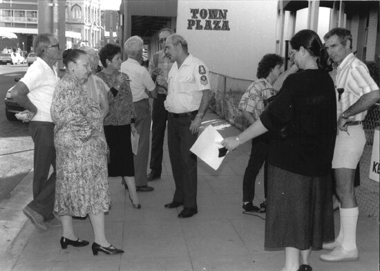 Crowd Outside Police Station Following Fire in May 1988