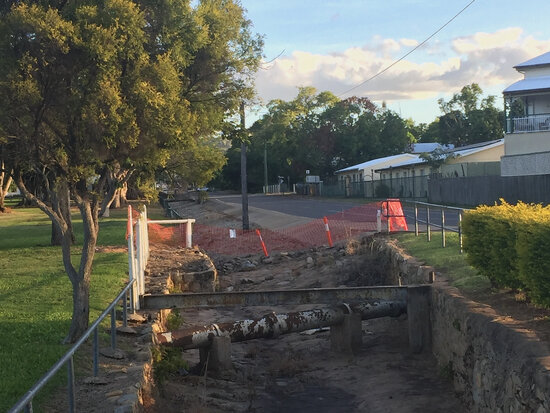 Location of Footbridge no 5 in Deane Street following its removal by the Regional Council in March 2020