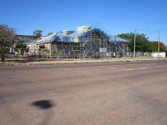 Builders Working On Roof Of School Of Mines