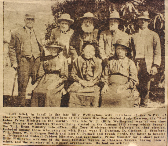 Billy Wellington with members of the Workers Political Organisation (WPO) who elected Andy Dawson the first labor prime minister in the world