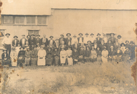 Pensioners Outside the Old Miners Accident Building