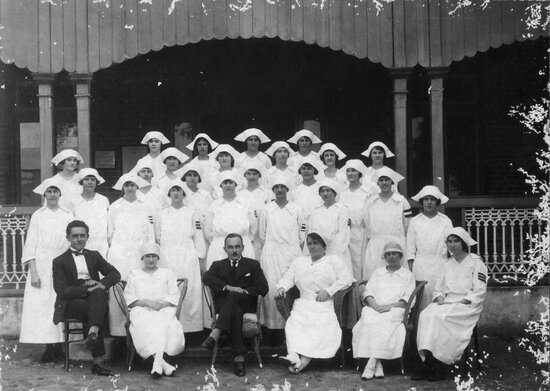 Medical Staff outside Hospital, 28 February 1925