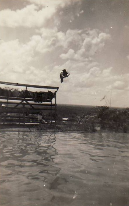 Man diving into pool, Replenishment Centre, Towers Hill 1940s