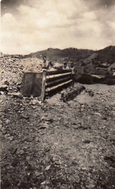 Men with a rack of bombs, Replenishment Centre, Towers Hill 1940s