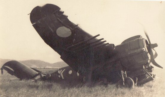 A plane crashed in a field