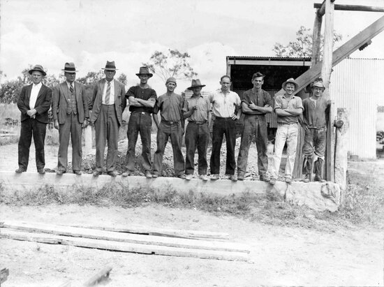 Daybreak Mine workers with Arthur Jones, MLA and George Gorton