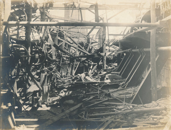 Interior of Queens Cross Mill explosion